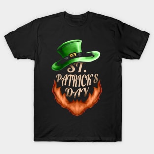 Green Hat And Red Beard Logo For St Patricks Day T-Shirt